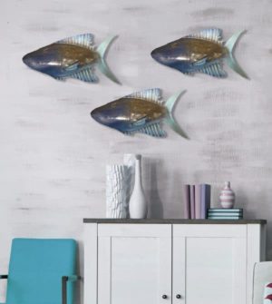 Current Fish Sculptures | Handmade Coastal Wall Art | Iron Fish Art